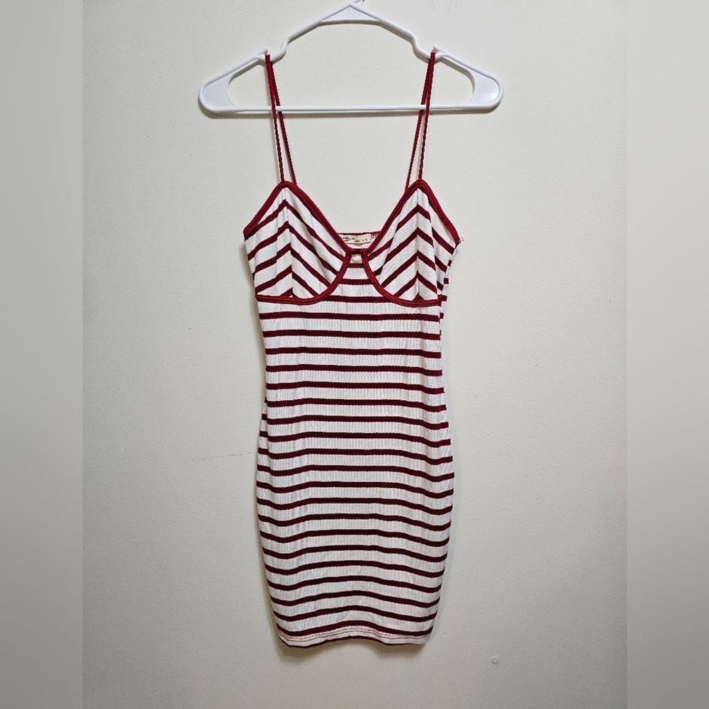 Love Culture Red/white striped fitted mini dress size large